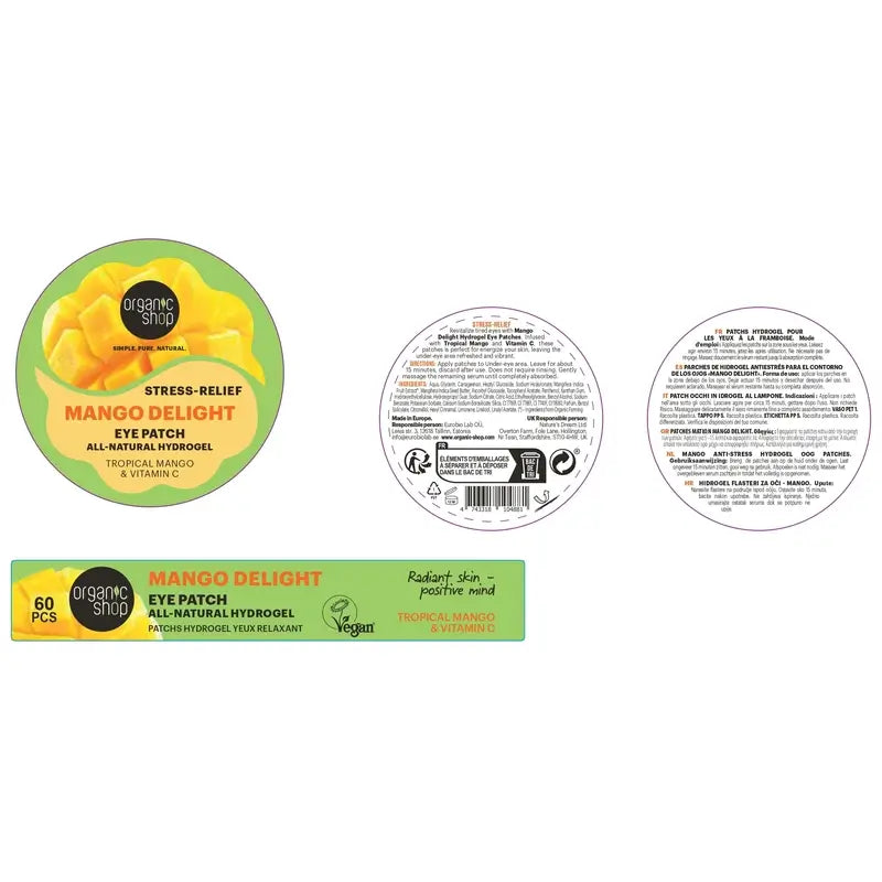 Organic Shop Fac Cerotti idrogel antistress per il contorno occhi "Delizia di mango", 60 pezzi.