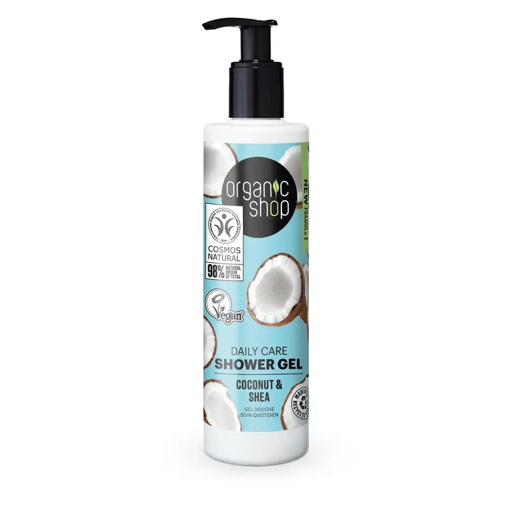 Negozio Biologico Gel doccia per la cura quotidiana a base di cocco e burro di karité, 280 Ml