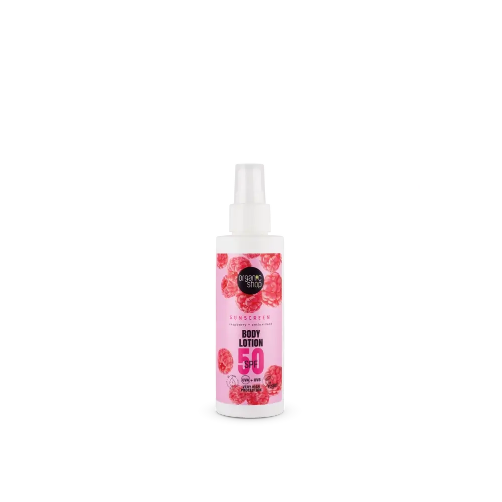 Negozio Biologico Lampone + Lozione solare antiossidante per il corpo Spf50, 150 Ml