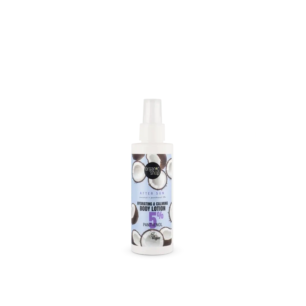 Organic Shop Lozione corpo idratante e lenitiva Doposole al cocco + pantenolo 5%, 150 Ml