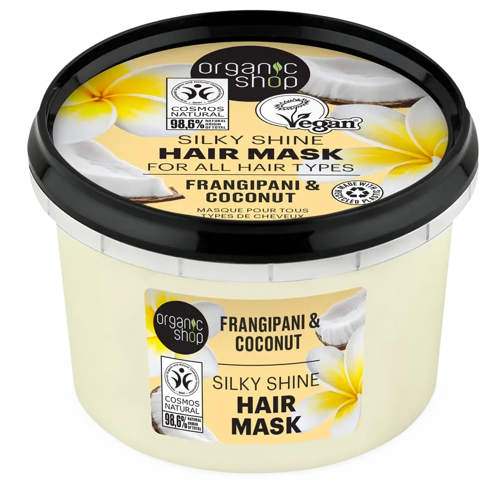 Maschera biologica per tutti i tipi di capelli Franchipan e cocco, 250 Ml