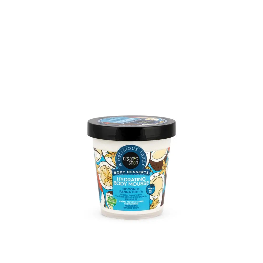 Organic Shop Mousse idratante per il corpo Panna Cotta al cocco, 450 Ml