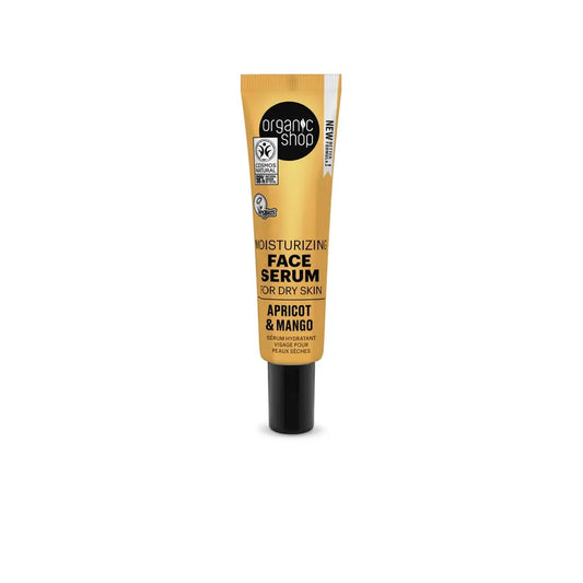 Organic Shop Siero viso idratante all'albicocca e al mango per la pelle secca, 30 Ml