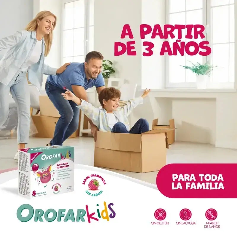 Orofar Kids Lecca-lecca al lampone senza zucchero per il prurito alla gola, 2x8 lecca-lecca