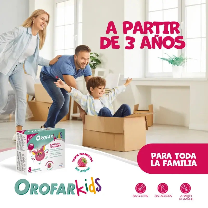 Orofar Kids Lecca-lecca al lampone senza zucchero per il prurito alla gola, 8 lecca-lecca