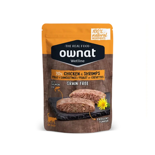 Ownat Wetline Feline Pollo e Gamberi 12X85Gr