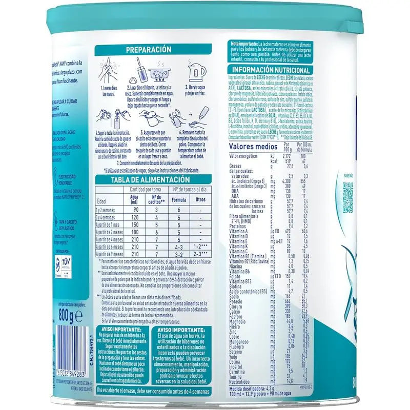Nestlé Nan Optipro 1 Latte di avviamento, 12X800 g