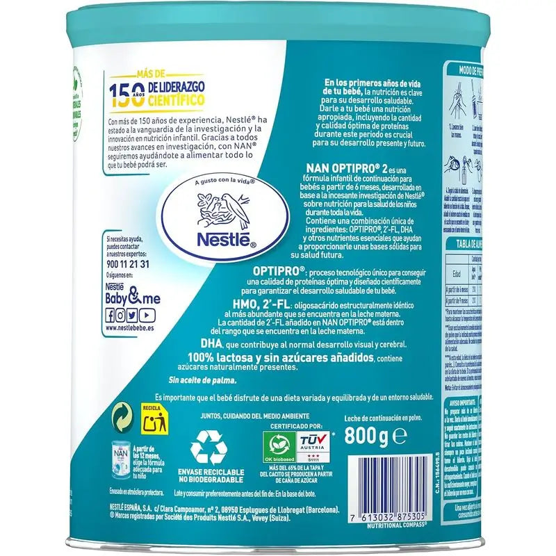 Nestlé Nan Optipro 2 Latte Formula, 12X800g
