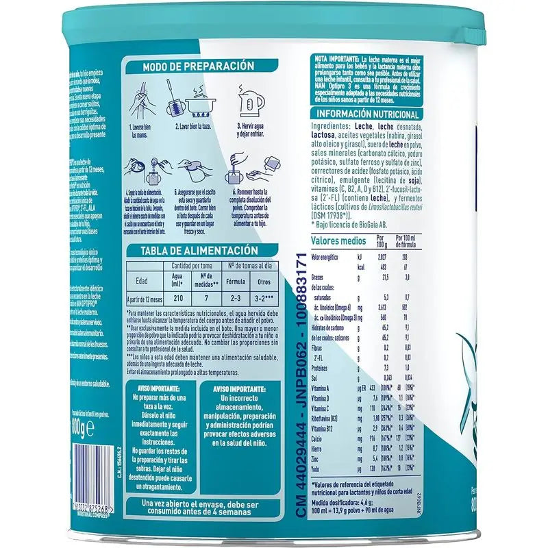 Nestlé Nan Optipro 3 Latte per la crescita, 12X800g