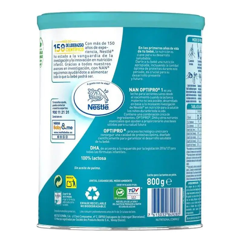 Nestlé Nan Optipro 1 Latte di avviamento, 2X800 g