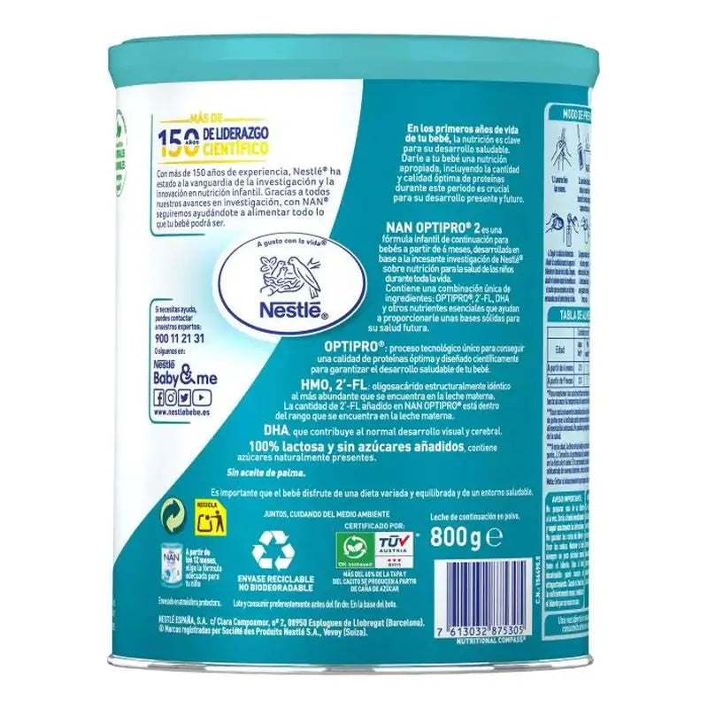 Nestlé Nan Optipro 2 Latte Formula, 2X800g