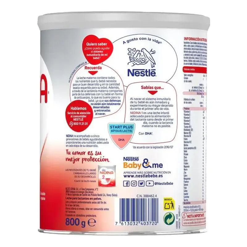 Confezione 2 X Nestlé Nidina 1 per bambini 800 g