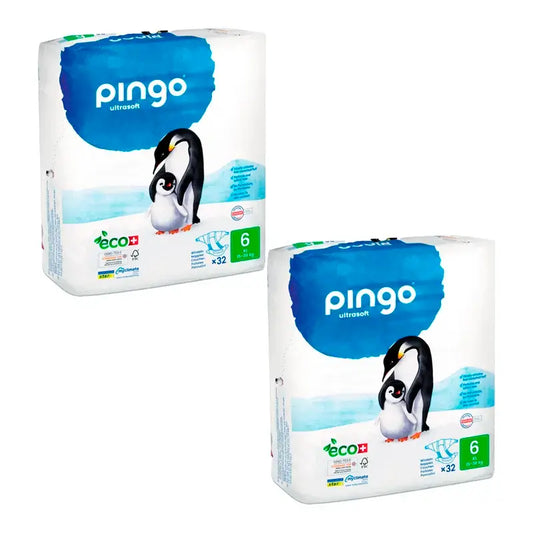 Pannolini ecologici Pingo taglia 6 Xl, confezione 2 X 32 pezzi.