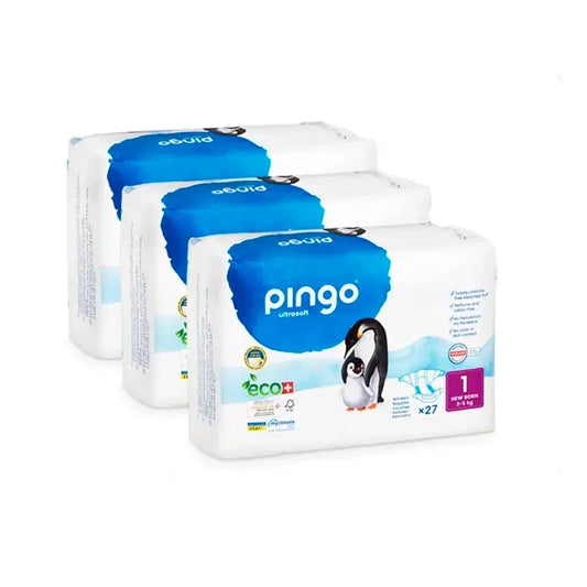 Pingo New Born Pannolino ecologico taglia 1, confezione 3 X 27 pezzi.