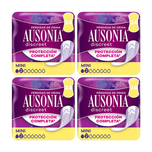 Ausonia Discreet Pack 4 x 24 confezioni per la perdita di urina femminile Mini, 4 x 24 unità