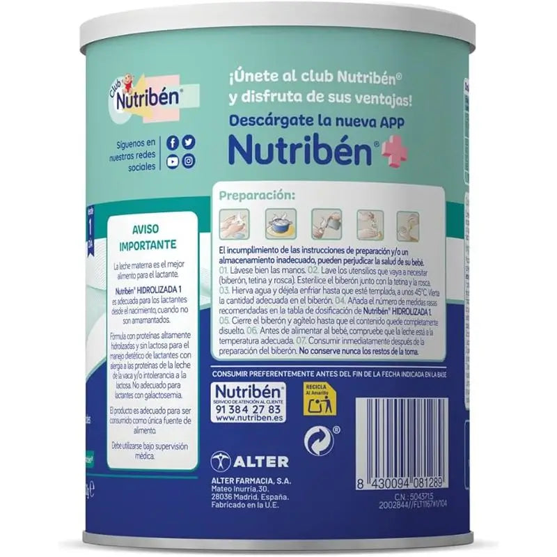 Nutribén Idrolizzato 1 Latte Starter, 4 X 400 g