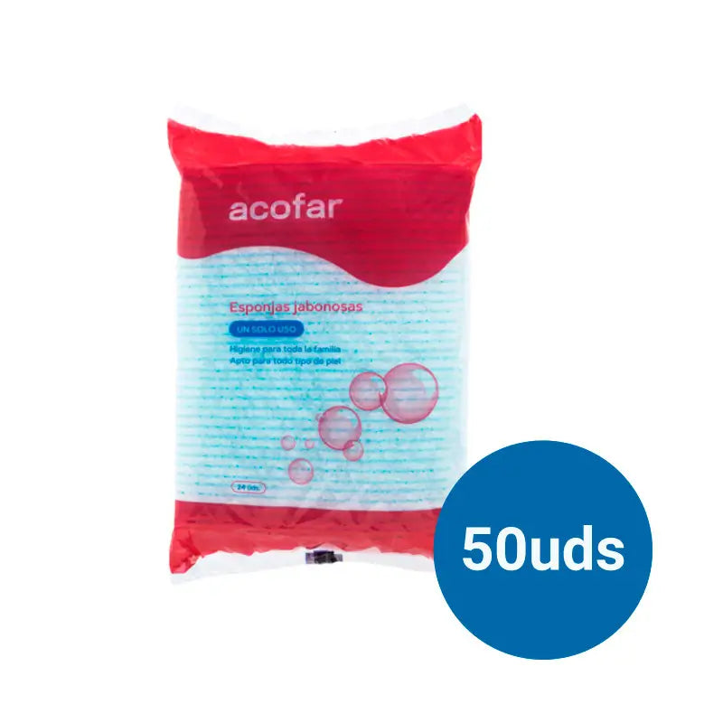 Acofar Confezione Spugna insaponata monouso, 24 spugne x 50 buste