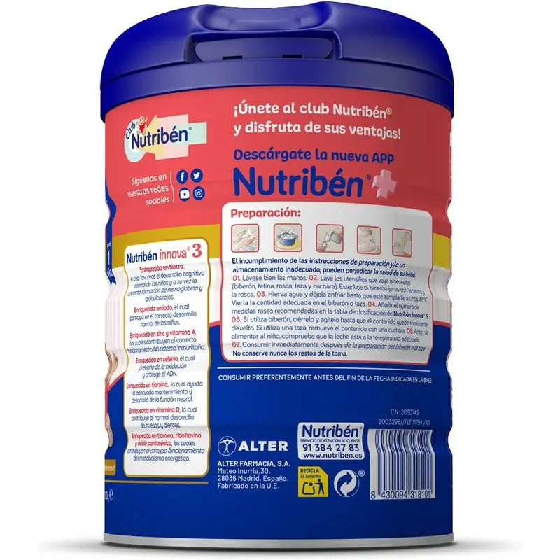 Nutribén Innova 3 Latte di crescita, 8 X 800 grammi