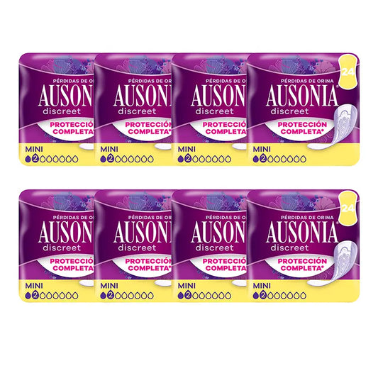 Ausonia Pack Discreet Women's Urine Loss Pads Mini, 8 x 24 unità
