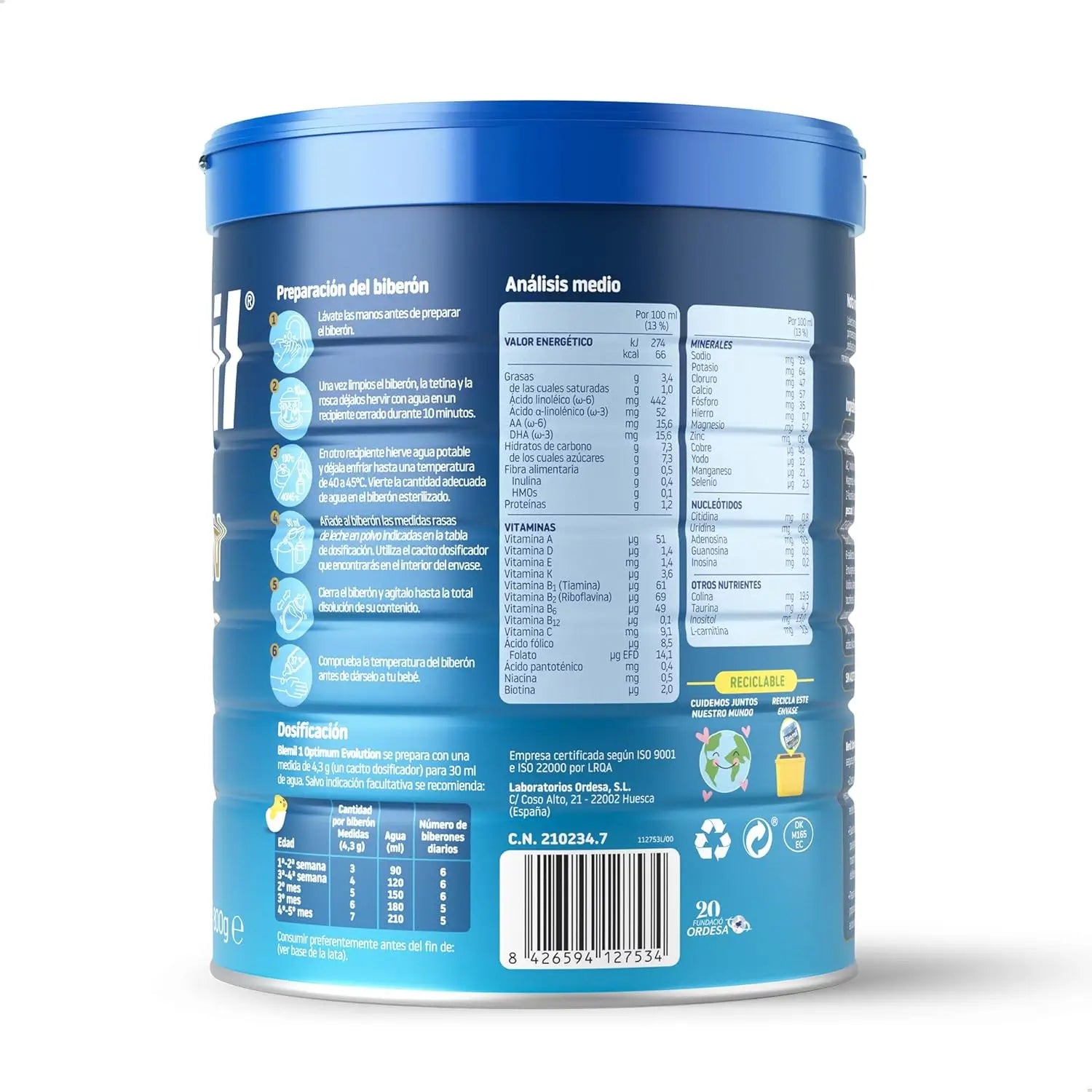 Blemil Optimum Evolution 1 Latte di avviamento, 6X800g