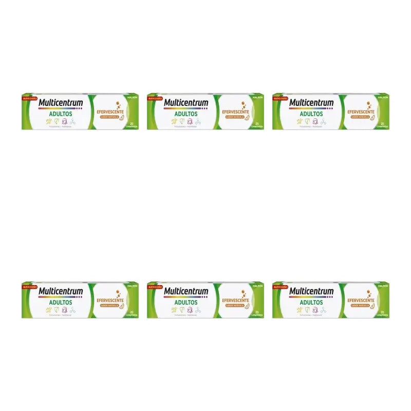 Multicentrum Effervescente - Integratore alimentare multivitaminico per adulti, 6 x 20 compresse