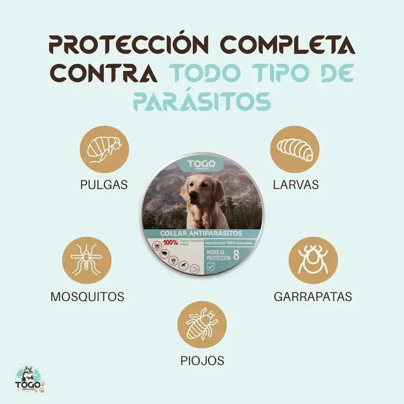 Collare repellente antiparassitario Togo per cani di tutte le taglie, confezione da 2