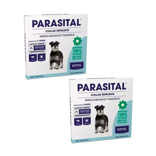 Collare antiparassitario Zotal Parasital per cani di taglia medio-piccola, confezione da 2 unità