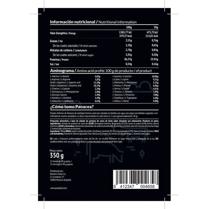 Paleobull Panacea Proteine Isolate al Cioccolato 750Gr.