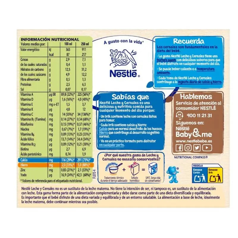 Nestlé Brik Latte e Cereali 8 Cereali con Miele Pigiama, 2X250 gr