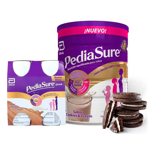 Pediasure Biscotti e Crema + Bevanda al Cioccolato Bambini, 850 gr + 4 Bottiglie Cioccolato x 220 ml