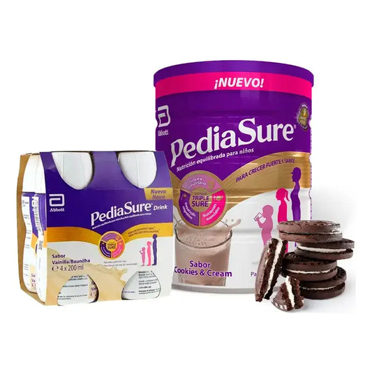 Pediasure Cookies & Cream + Drink Chocolate Kids, 850 gr + 4 Bottiglie Vaniglia x 220 ml