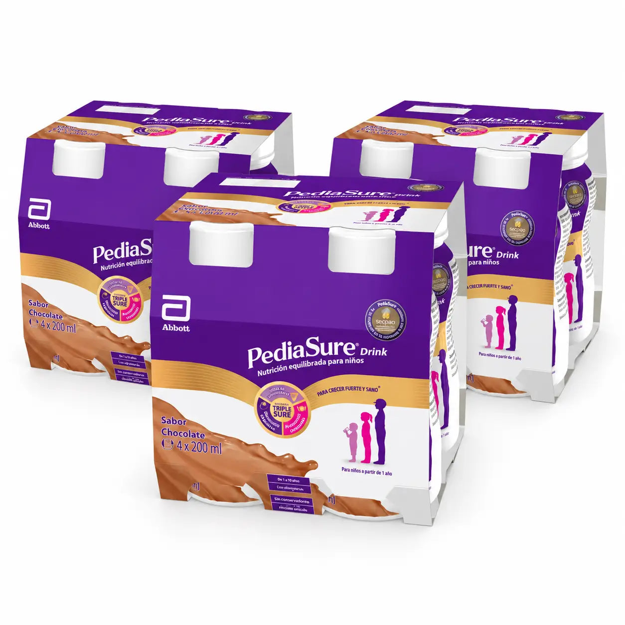 Pediasure Drink Cioccolato Bambini, 4 flaconi x 220 ml Confezione 3
