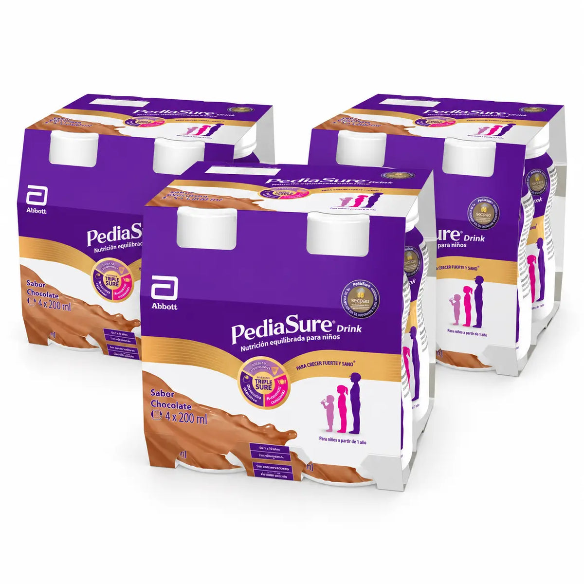 Pediasure Drink Cioccolato Bambini, 4 flaconi x 220 ml Confezione 3