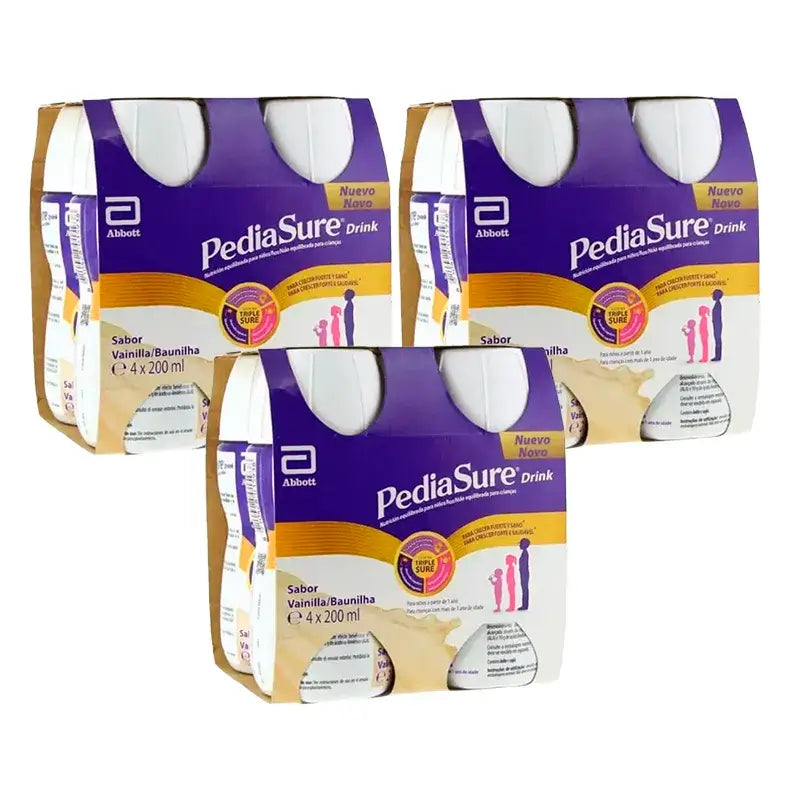 Pediasure Drink Vaniglia Bambini, 4 flaconi x 220 ml Confezione 3