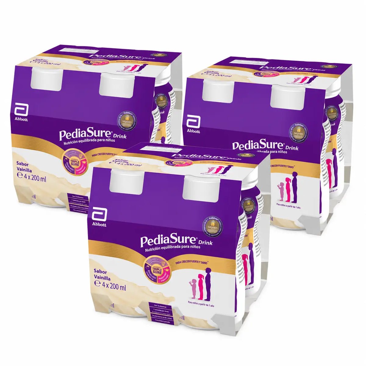 Pediasure Drink Vaniglia Bambini, 4 flaconi x 220 ml Confezione 3