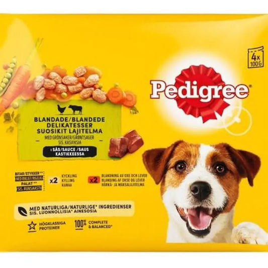 Pedigree Bustine 4Pack Paté di vitello e pollame 13X4X100Gr