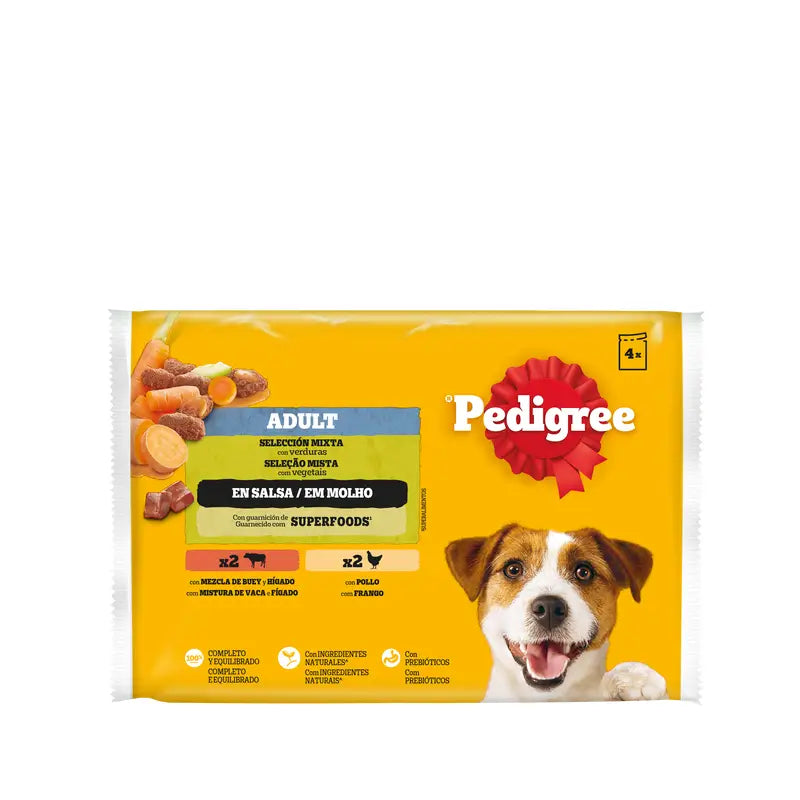 Pedigree Pouch 4Pack Pollo Manzo & Verde 13X4X100