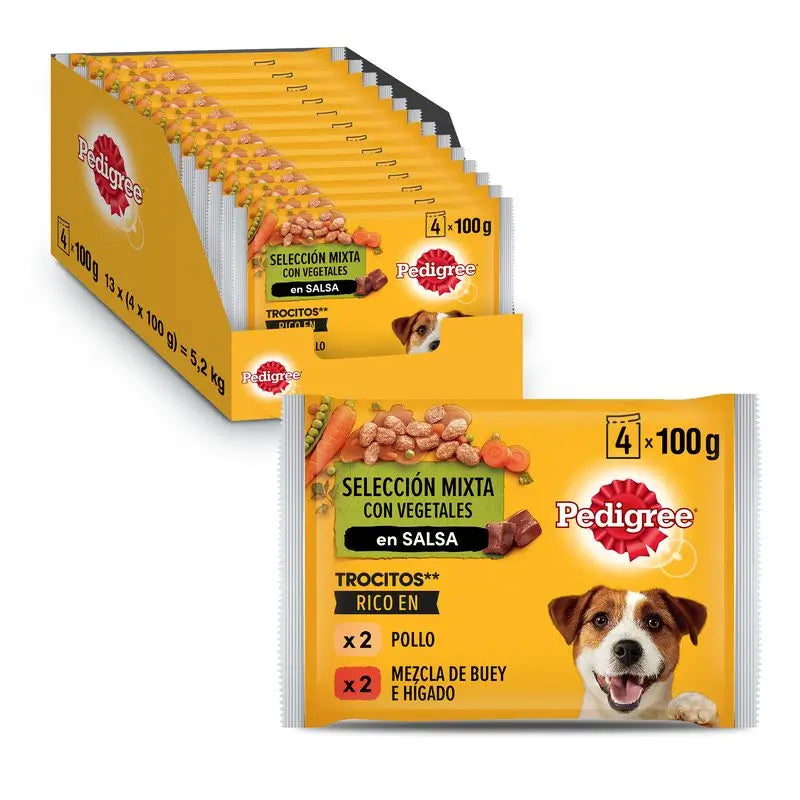 Pedigree Pouch 4Pack Pollo Manzo & Verde 13X4X100
