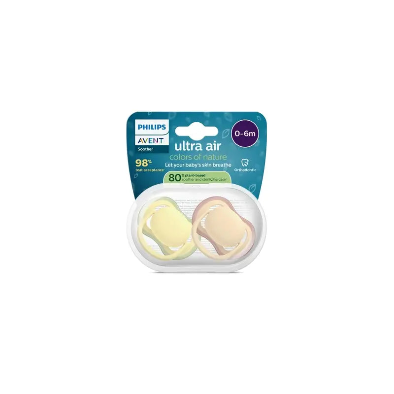 Philips Avent 2 dummies ultra air colori della natura 0-6m neutro