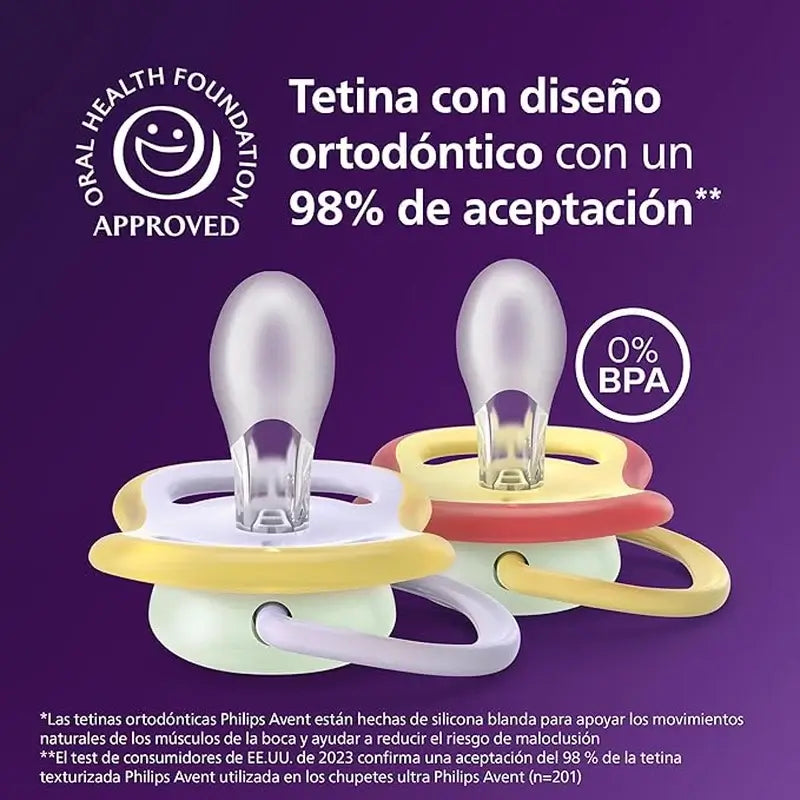 Philips Avent 2 ultra air succhietti notturni 0-6m bambina