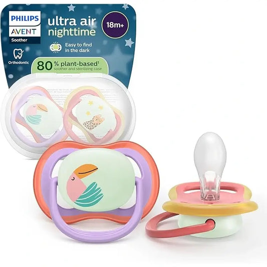 Philips Avent 2 dummies ultra air notte +18m bambina