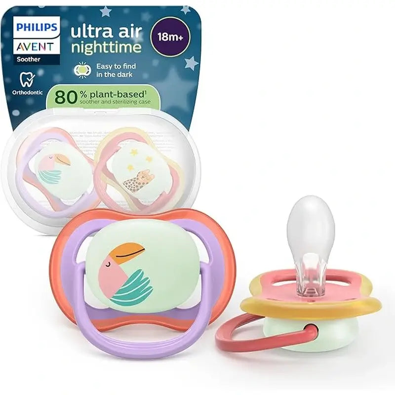 Philips Avent 2 dummies ultra air notte +18m bambina