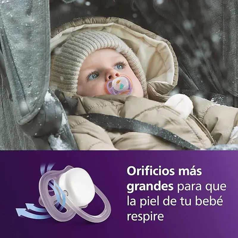 Philips Avent 2 dummies ultra air notte +18m bambina