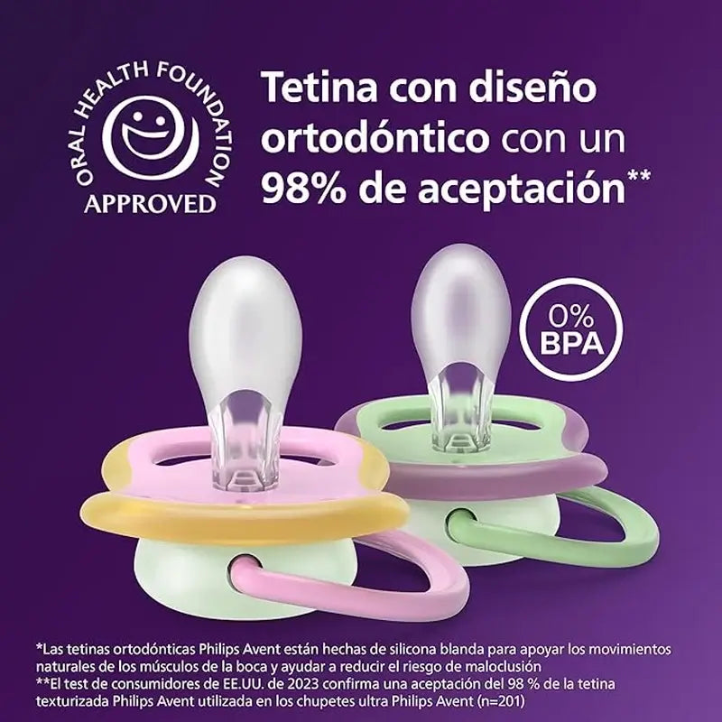 Philips Avent 2 ultra air ciucci notturni 6-18m bambina