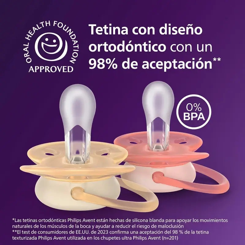 Philips Avent 2 succhietti ultra morbidi 0-6m bambina