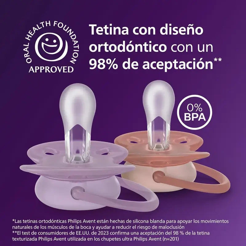 Philips Avent 2 succhietti ultra morbidi 6-18m bambina