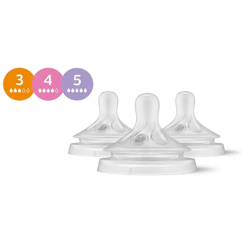 Philips Avent 3 confezioni di tettarelle T3, T4, T5, flussi diversi