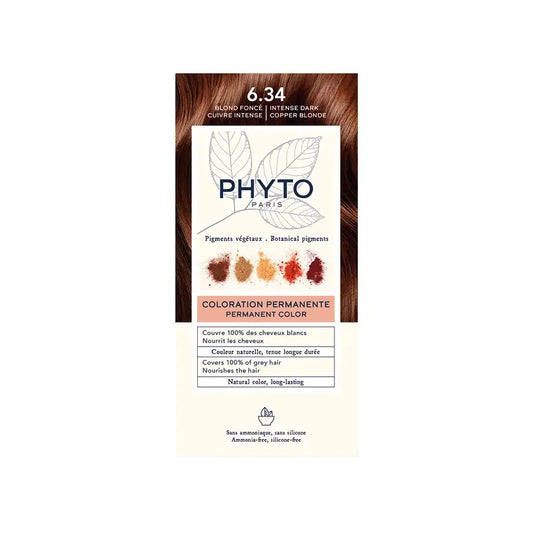 Phyto Colouring 6.34 Biondo Scuro Rame - Kit di colorazione permanente, 110 ml