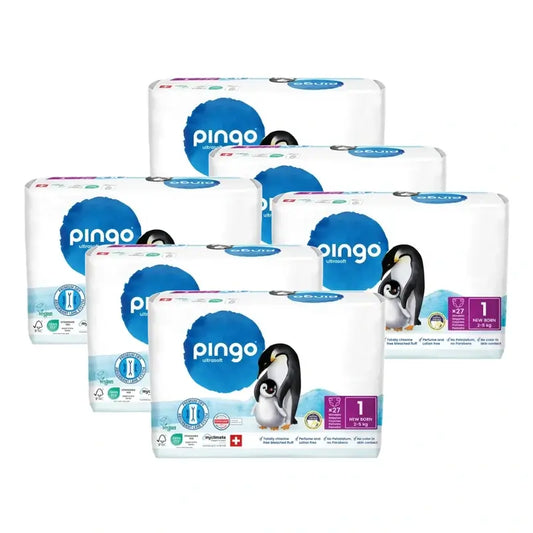 Pannolini ecologici Pingo taglia 1 (2-5 Kg), 6X27 unità