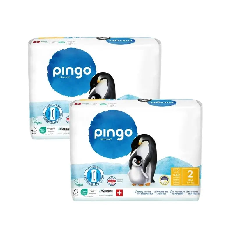 Pannolini ecologici Pingo taglia 2 (3-6 Kg), 2X42 unità